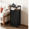 thumbnail image 1 of edx 5 Fabric Drawers Nightstand with Charging Station & USB/Type-C Ports and Outlets, Variable Light Strip Bedside End Table with Adjustable Feet for Bedroom, Black, 1 of 11