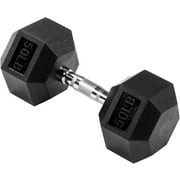 EDX 50 LB Rubber Hex Dumbbell – Anti-Roll Grip for Strength Training, Home Gym & Full-Body Workouts