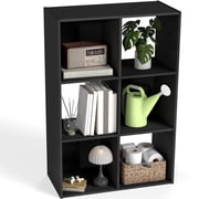 EDX 6 Cube Storage Organizer, 36" L×11.6" W×24"H, Open Cube Storage Bookcase with 3 Removable Back Panels for Living Room, Bedroom & Office，Black