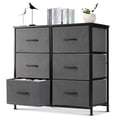 thumbnail image 1 of EDX 6 Drawer Dresser, Wide Chest of Drawers Nightstand Storage Tower Storage Fabric Dresser with Wood Top for Living Room, Bedroom, Hallway,Grey, 1 of 8