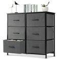 thumbnail image 1 of EDX 6 Drawer Dresser, Wide Chest of Drawers Nightstand Storage Tower Storage Fabric Dresser with Wood Top for Living Room, Bedroom, Hallway,Grey, 1 of 8