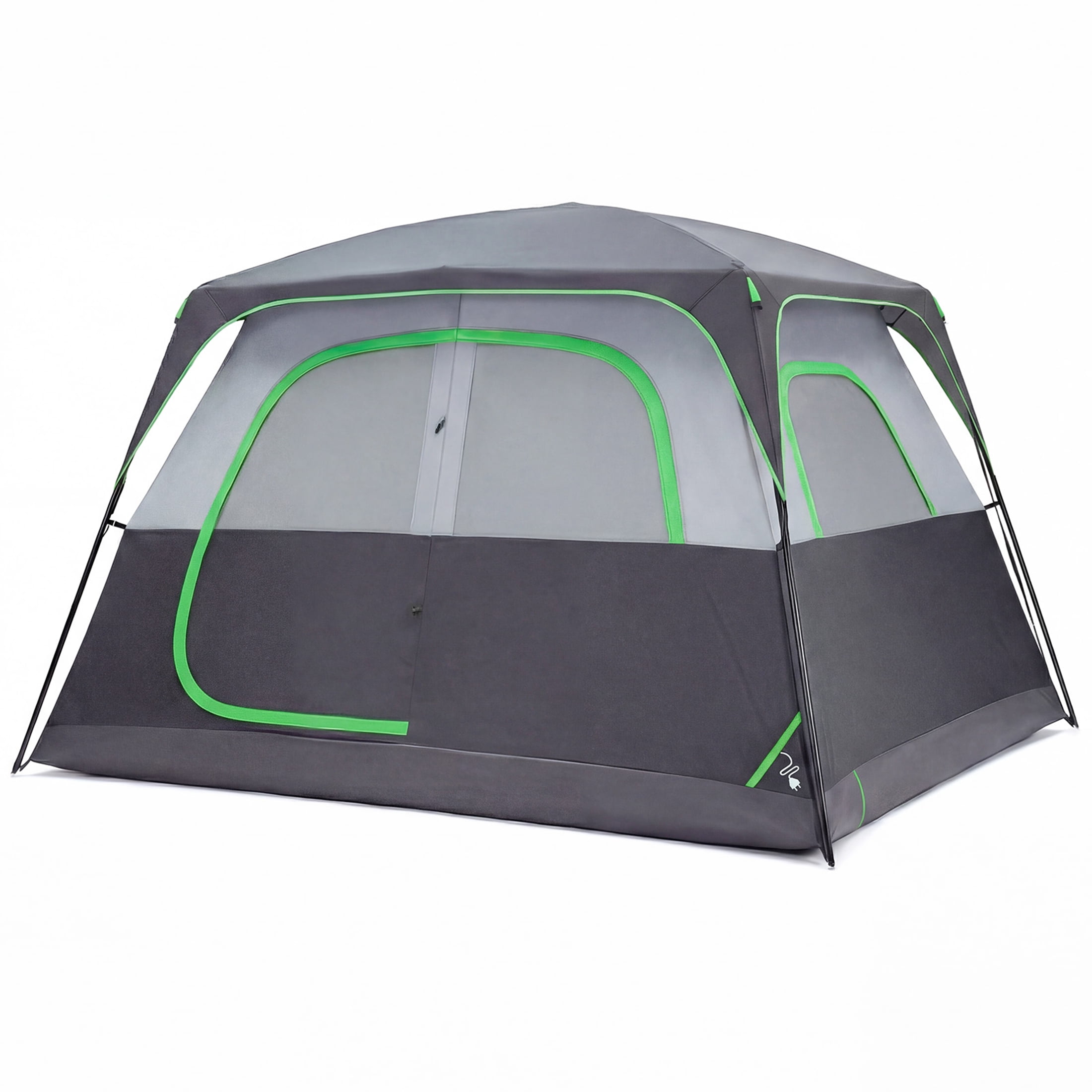 EDX 6 Person Waterproof & Windproof Family Camping Tent with Large Interior, Easy Setup Cabin Tent with Mesh Windows & Skylights, Portable Outdoor Tent for Car Camping, Hiking, Fishing, Gray