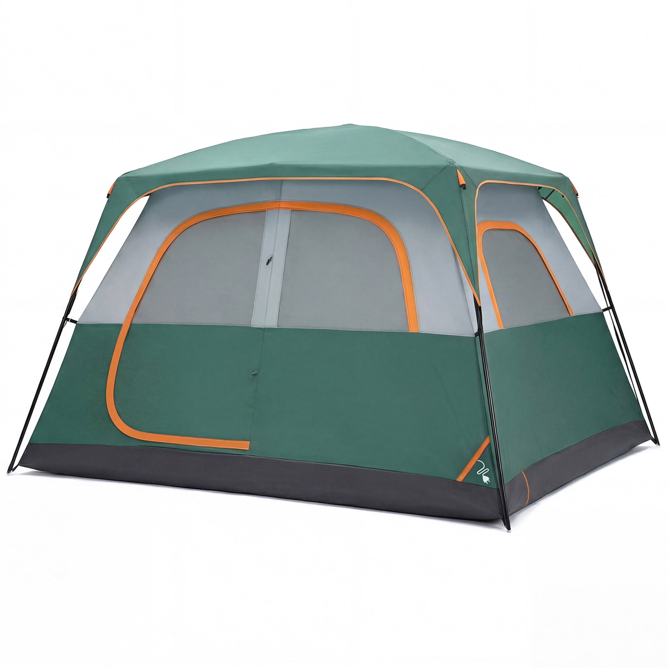 EDX 6 Person Waterproof & Windproof Family Camping Tent with Large Interior, Easy Setup Cabin Tent with Mesh Windows & Skylights, Portable Outdoor Tent for Car Camping, Hiking, Fishing, Green