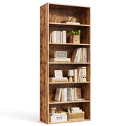 EDX 6 Tier Bookcase Storage, 63 Inch Large Tall Floor Standing Open Bookshelf for Home Office, Living Room, and Bedroom, Rust
