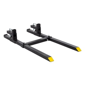 EDX 60" Clamp On Pallet Forks, Heavy Duty 4000lbs Quick Attach, Adjustable Stabilizer Bar for Tractor Attachments, Skid Steer & Loader Bucket