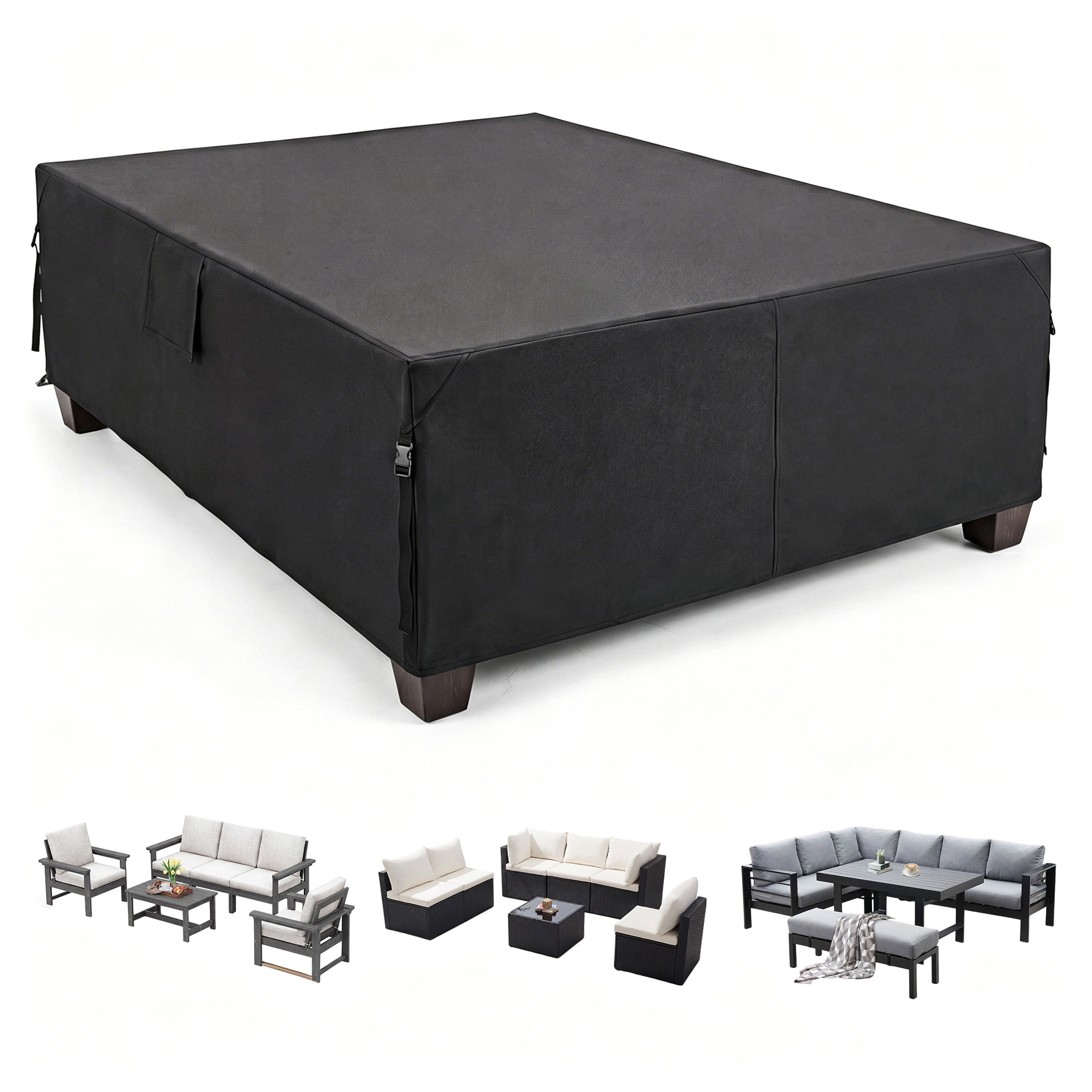EDX Heavy Duty Patio Couch Cover, Waterproof UV-Resistant for Outdoor Sofa & Rectangular Furniture Set, 108" x 82" x 28"