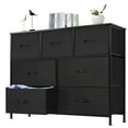 thumbnail image 1 of EDX 7 Drawer Dresser, Wide Chest of Drawers Nightstand Storage Tower Storage Fabric Dresser with Wood Top for Living Room, Bedroom, Hallway, Black, 1 of 8