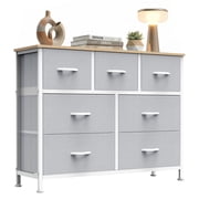 edx 7 Drawers Fabric Dresser for Bedroom, Drawer Organizer Storage Cabinet for Closet, Clothes, TV Stand, Light Gary