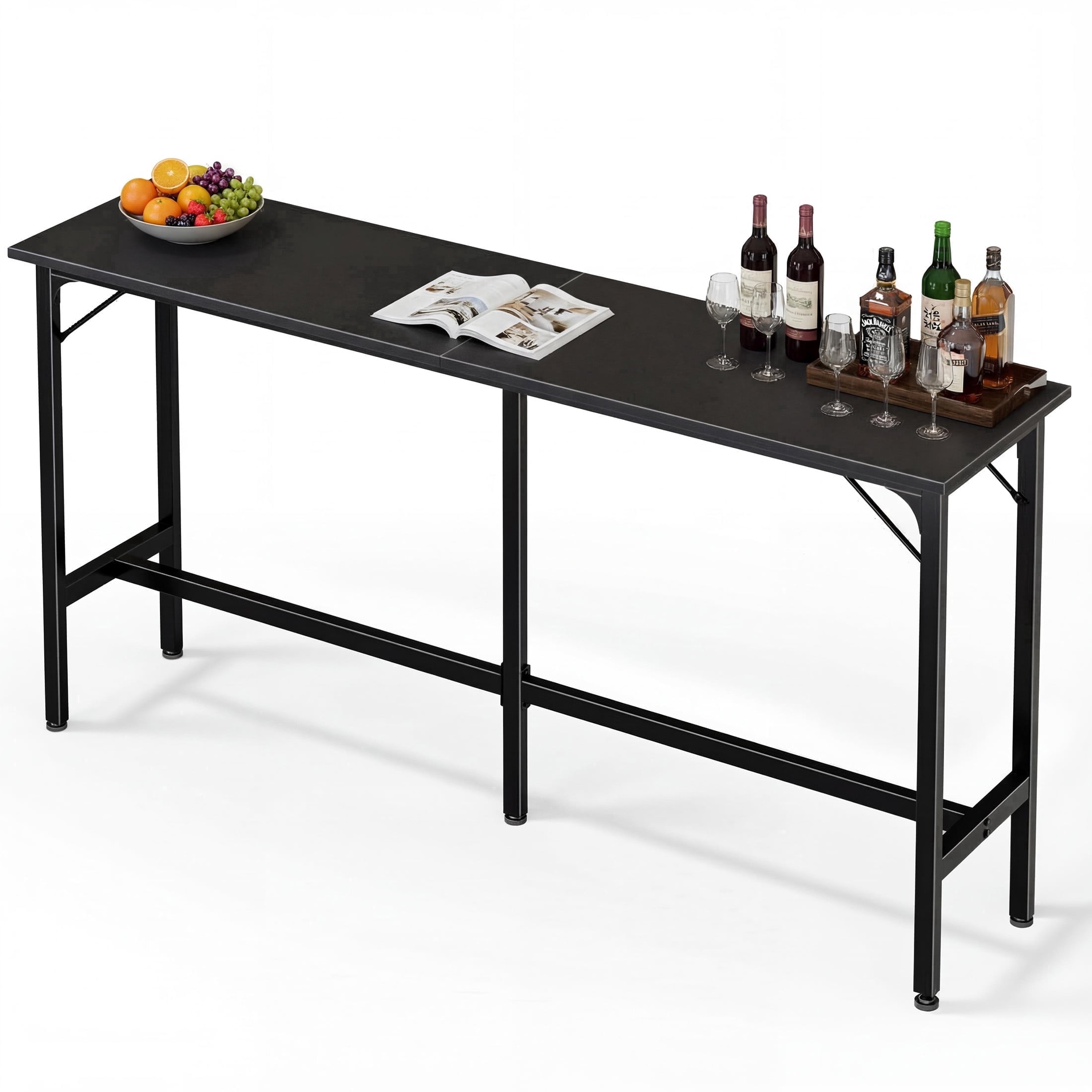 EDX 71 Inch Bar Table, Bar Height Pub Table, Counter Height Bar Table, Rectangular High Top Coffee&Dining Table, for household, Black