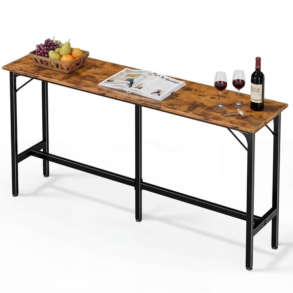 EDX 71 Inch Bar Table, Bar Height Pub Table, Counter Height Bar Table, Rectangular High Top Coffee&Dining Table,for household ,Rust