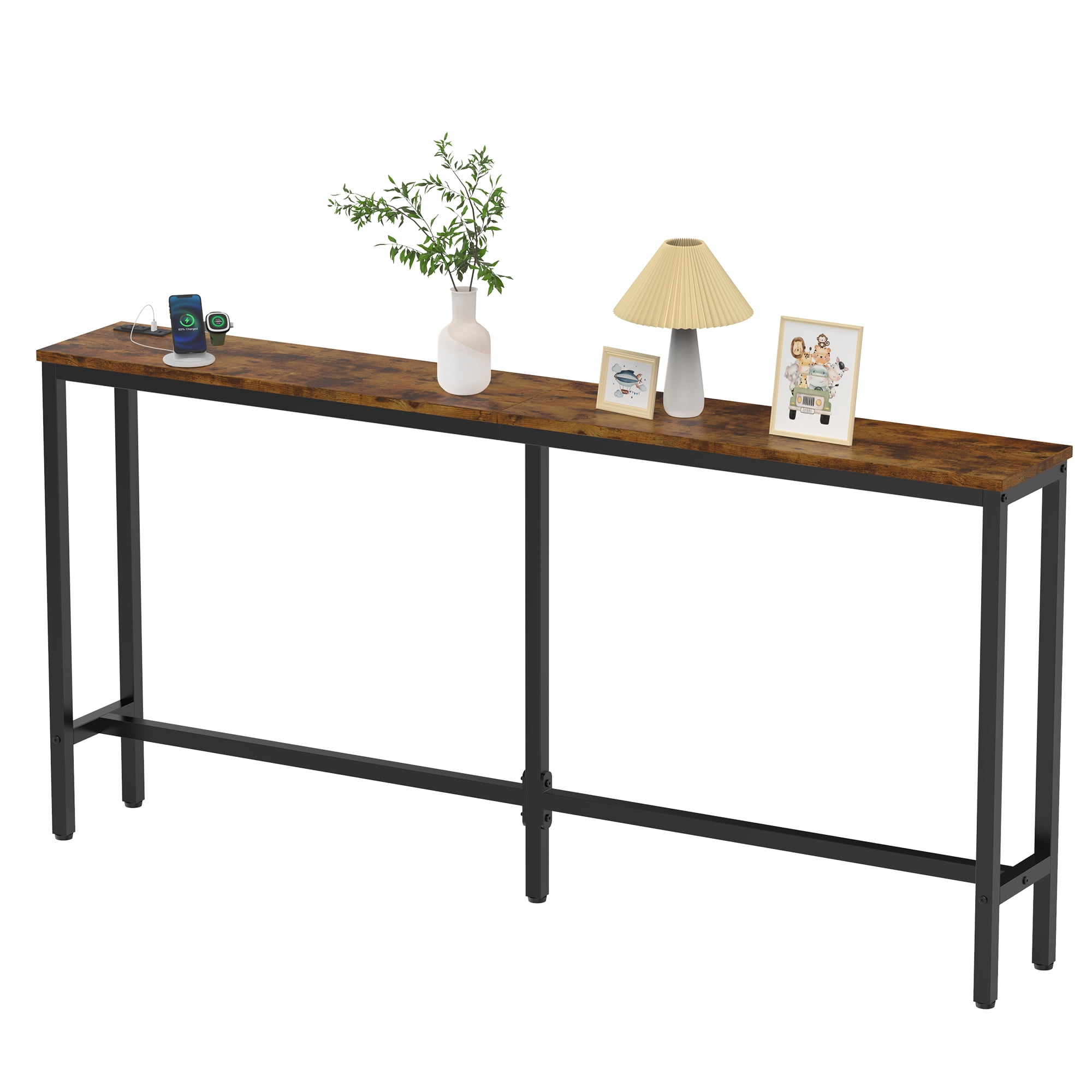 EDX 71-Inch Console Table Entryway Sofa Table with Power Outlets, Long ...