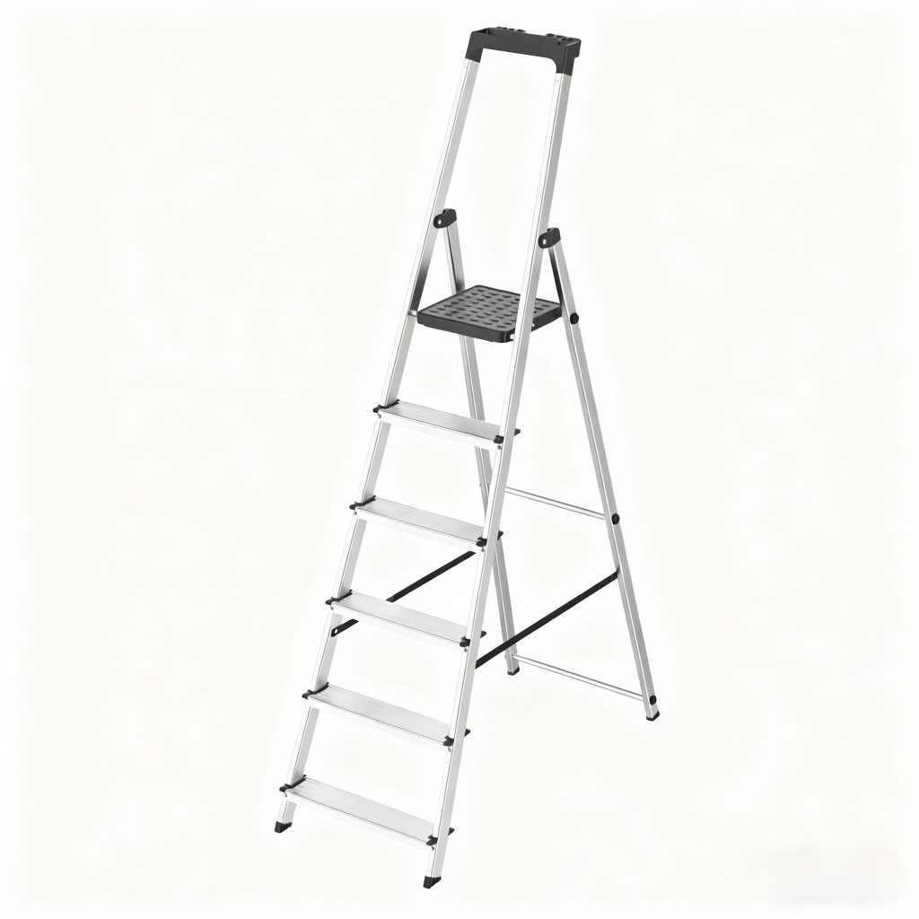 EDX 71 Inch Iron Stepstool, 6 Folding Stepstool with Non-Slip Pedals ...