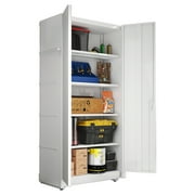 EDX 71" Metal Storage Cabinet with Pegboard, Locking Garage Cabinets with Adjustable Shelves, for Home, Office, Garage, White