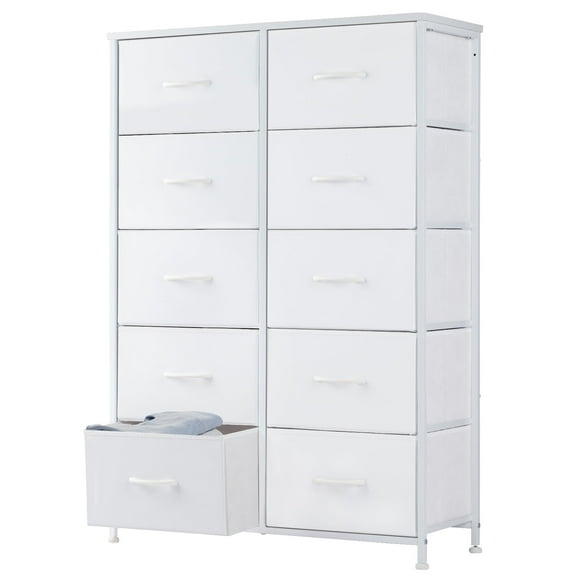 EDX 8 Drawers Dresser for Bedroom with Metal Frame, Wood Tabletop, Storage Chest Drawers, White