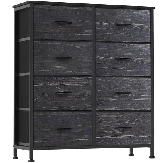 edx 8 Drawers Fabric Dresser for Bedroom, Drawer Organizer Storage Cabinet for Closet, Clothes, TV Stand, Black