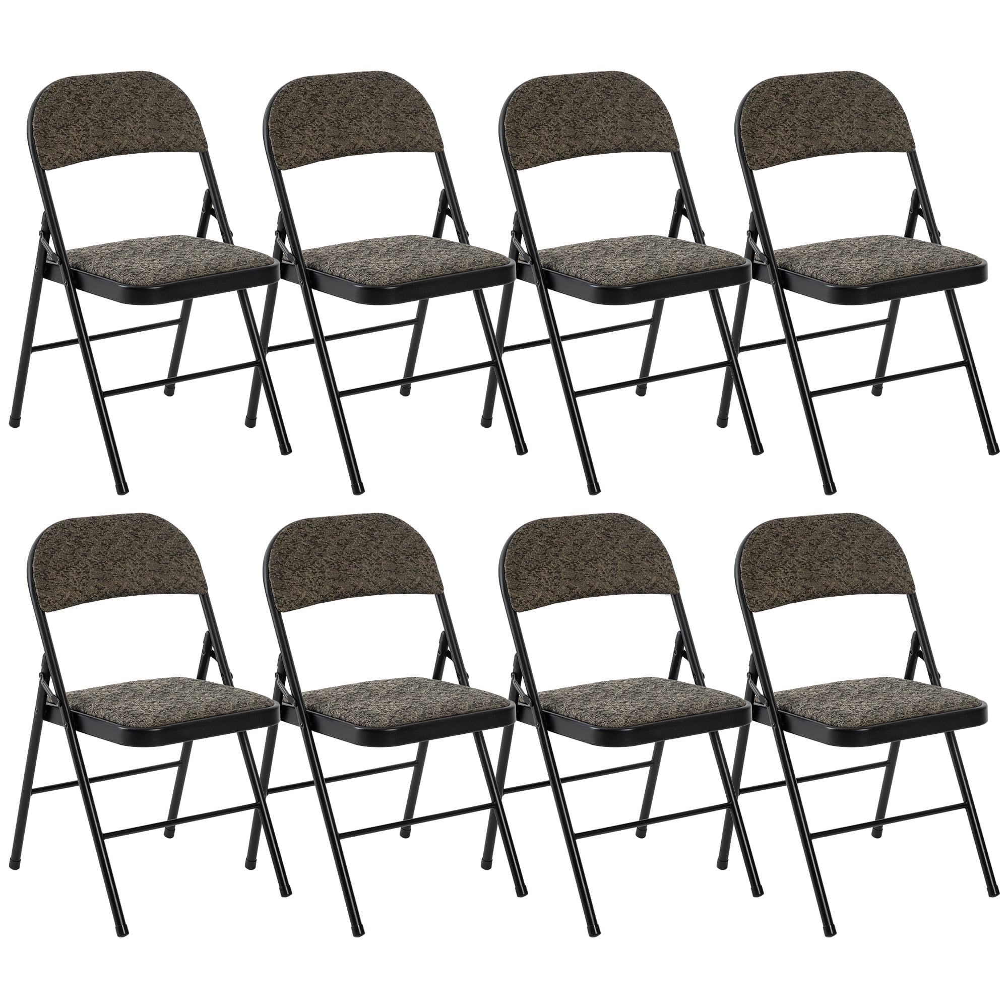 Interlocking Foldable Chairs EDX 8 Pack Folding Chairs with Padded Cushion and Back, Fabric ...