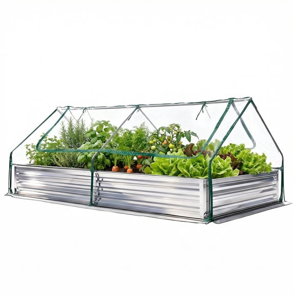 EDX 8 ft. x 4 ft. x 1 ft. Mini Greenhouse with 2 Zipper Doors & Water Resistant UV Protected ,for Flowers, vegetables and herbs ,Transparent