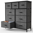 thumbnail image 1 of EDX 9 Drawer Dresser, Wide Chest of Drawers Nightstand Storage Tower Storage Fabric Dresser with Wood Top for Living Room, Bedroom, Hallway,Grey, 1 of 8