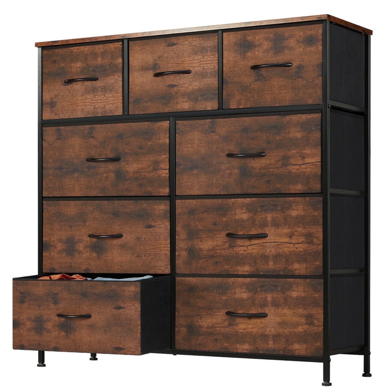 edx 9 Drawer Dresser, Wide Chest of Drawers, Fabric Storage