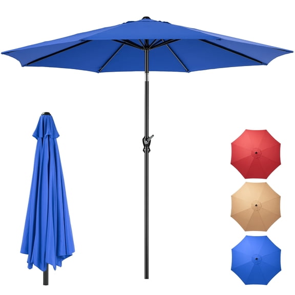 EDX 9FT Patio Umbrella Market Umbrella w/Tilt and Crank Heavy-Duty Round Outdoor Umbrellas for Garden, Deck, Backyard, Pool and Beach, blue