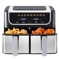 thumbnail image 1 of EDX 9QT Dual Basket Stainless Steel Air Fryer with Digital Sync & Match Cook, 1700W, 10 Presets, 2 Independent Cooking Zones, Shake Reminder, Black, 1 of 8