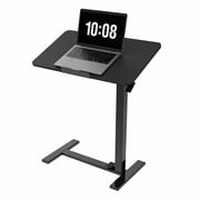 EDX Adjustable Overbed Table with Wheels, Rolling Laptop Bed Desk for Home Hospital Use, Height & Tilt Adjustable Mobile Table for Eating, Working, Reading  Black