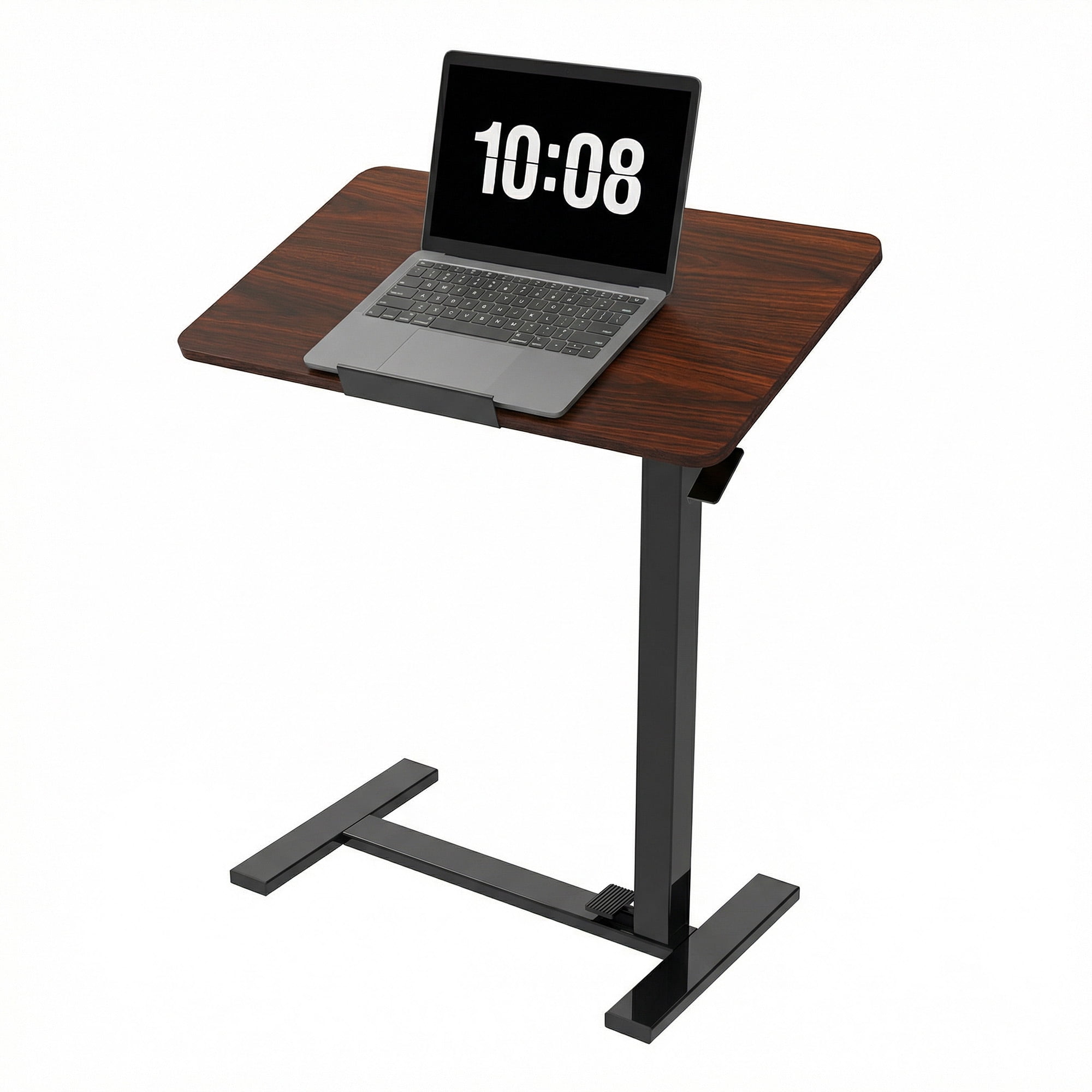 EDX Adjustable Overbed Table with Wheels, Rolling Laptop Bed Desk for Home Hospital Use, Height & Tilt Adjustable Mobile Table for Eating, Working, Reading， Brown