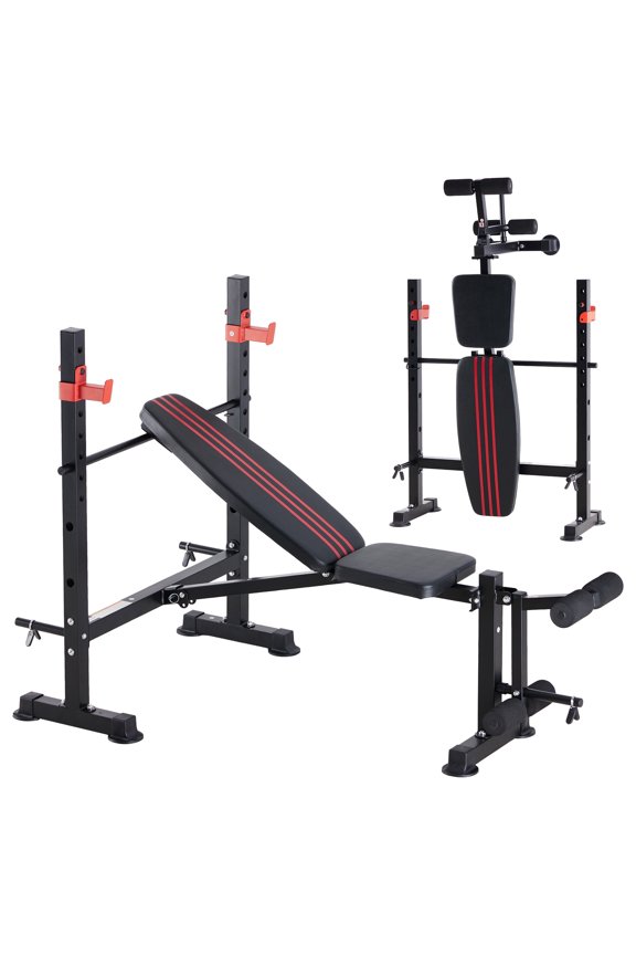 Adjustable Weight Bench Set with Leg Extension & Curl, Foldable Home Gym Bench, Heavy-Duty 650 lbs Capacity, Multi-Position Backrest, Black