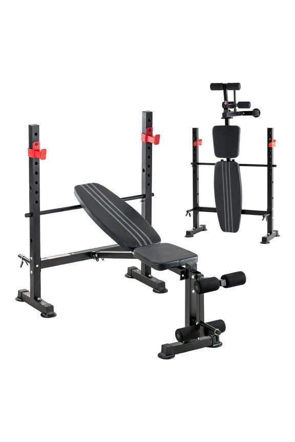 Adjustable Weight Bench Set with Leg Extension & Curl, Foldable Home Gym Bench, Heavy-Duty 650 lbs Capacity, Multi-Position Backrest, Black