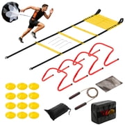 EDX Agility Ladder Speed Training Set - Adjustable Fitness Ladder for Footwork, Coordination & Agility Drills Indoor Outdoor, Yellow