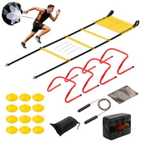 EDX Agility Ladder Speed Training Set - Adjustable Fitness Ladder for Footwork, Coordination & Agility Drills Indoor Outdoor, Yellow