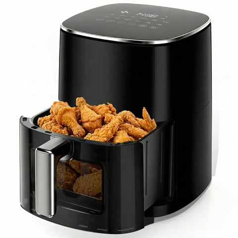 EDX Air Fryer,6 Qt Compact & Large with 400F for Crispy, Electric Multifunctional Cooker with Digital LED, Black