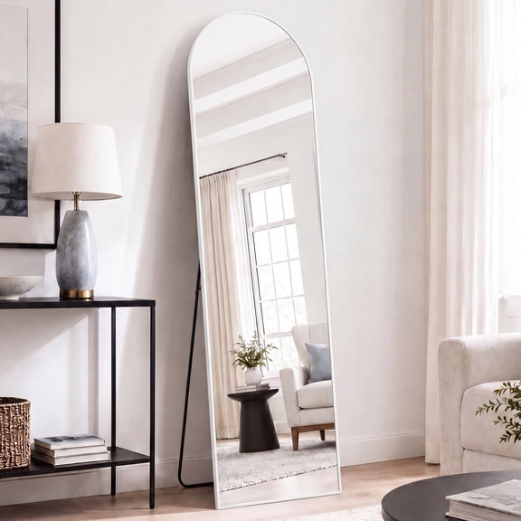 EDX Arched Full Length Mirror 59"x16" Full Body Mirror Arched Free Standing Wall Mounted Leaning Hanging Floor Mirrors,White