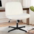 thumbnail image 1 of EDX Armless Criss Cross Legged Office Chair No Wheels, Comfy Home Padded Fabric Vanity Task Computer Chair, Beige, 1 of 14