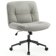 thumbnail image 1 of EDX Armless Office Chair with Wheels, Leather Upholstered Wide Seat Home Office Chair, 130° Rocking Mid Back Computer Chair, Perfect for Office, Bedroom, and Makeup, Khaki, 1 of 7