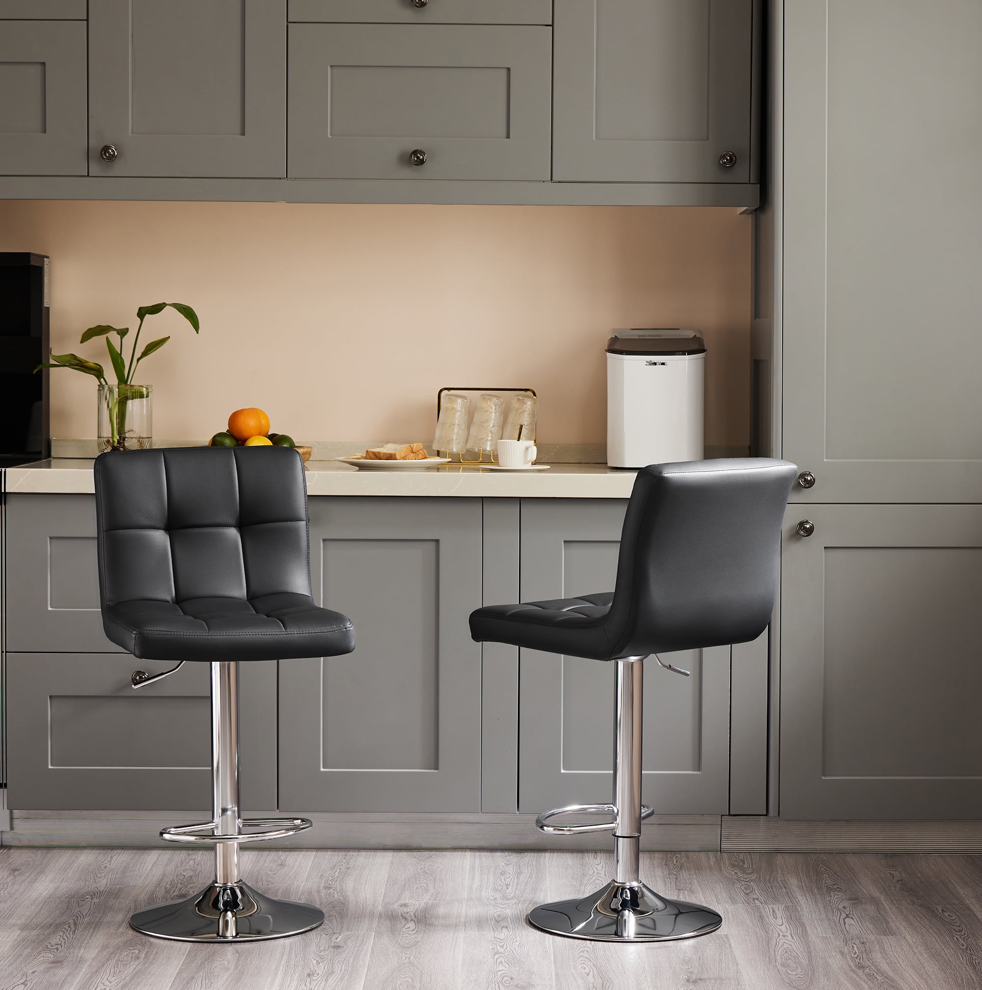 Duke 26 Contemporary Fixed Height Counter Stool In Black Metal And White Faux Leather Set Of 2 Walmart