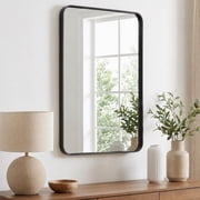 EDX Bathroom Mirror 30"x 22" Wall Mirror with Rectangular Metal Frame, Black