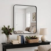 EDX Bathroom Mirror 36"x 24" Wall Mirror with Rectangular Metal Frame, Black