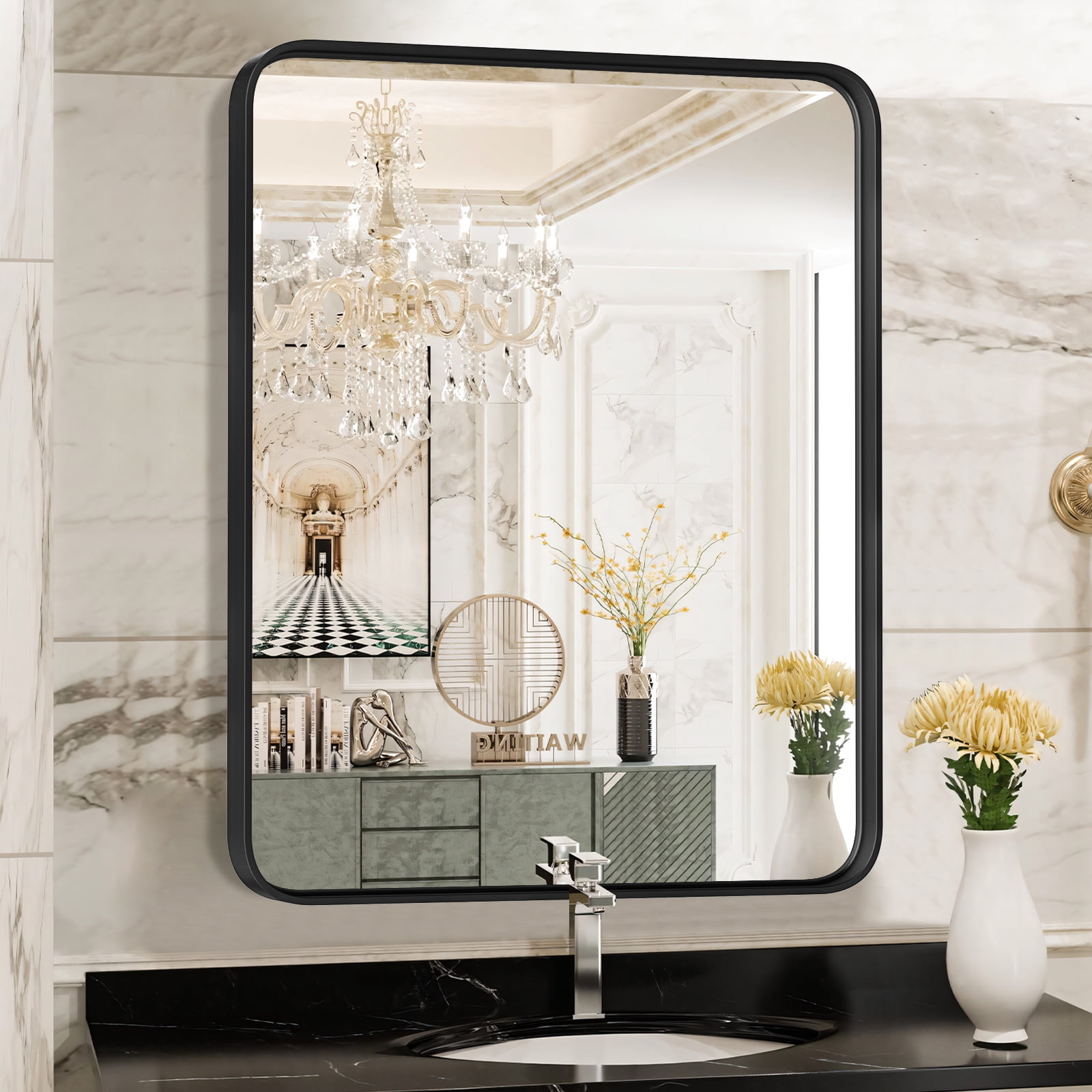 EDX Bathroom Mirror 36\x 24\ Wall Mirror with Rectangular Metal Frame ...