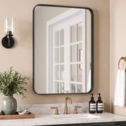EDX Bathroom Mirror 40"x 30" Wall Mirror with Rectangular Metal Frame, Black