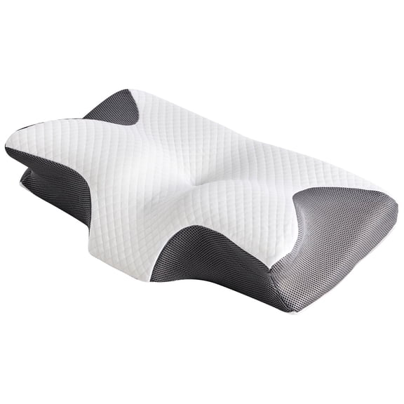 EDX Cervical Pillow for Pain Relief, Ergonomic Side Sleeper Pillow for Orthopedic Contour Support for Bed Sleeping, Memory Foam Orthopedic Pillow for Back Stomach Sleepers,Dark Gray