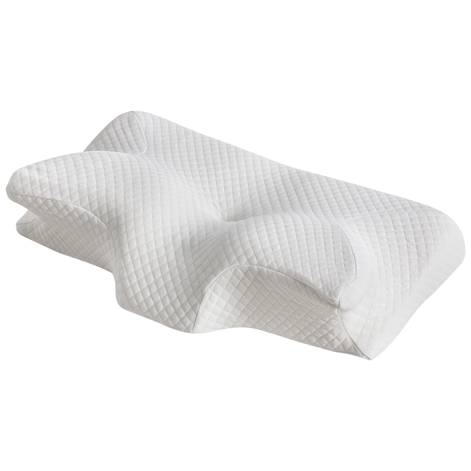 EDX Cervical Pillow for Pain Relief, Ergonomic Side Sleeper Pillow for Dual-Height Orthopedic Contour Support for Bed Sleeping, Memory Foam Pillows Orthopedic Pillow for Back Stomach Sleepers,White