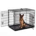 thumbnail image 1 of EDX 48 Inch Big Dog Crate with Divider Panel, Double Door Folding Metal Wire Dog Cage with Plastic Leak-Proof Pan Tray, Black, 1 of 11