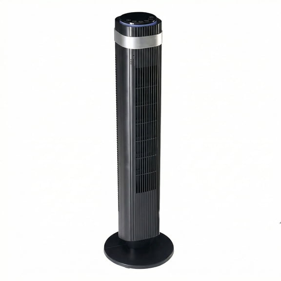 EDX Bladeless Tower Fan for Bedroom, 25ft/s High Velocity 28dB Quiet DC Fan, 5 Speeds 4 Modes, 12H Timer 64°Oscillating, Remote Standing Fan for Home Office Indoor, Black
