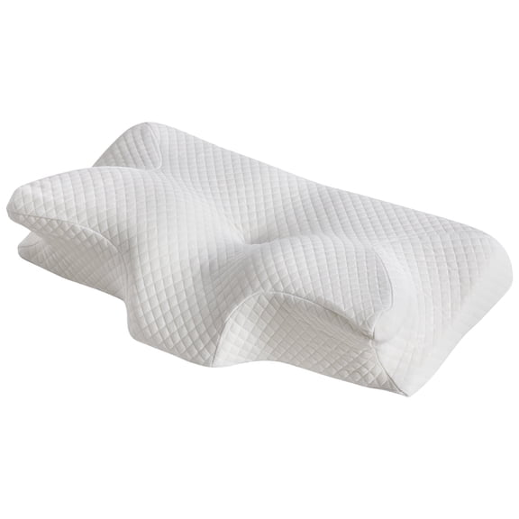 EDX Cervical Pillow for Pain Relief, Ergonomic Side Sleeper Pillow for Dual-Height Orthopedic Contour Support for Bed Sleeping, Memory Foam Pillows Orthopedic Pillow for Back Stomach Sleepers,White