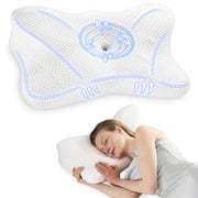 edx Queen Size Cervical Contour Pillow Effective Pain Relief Cooling Pillow for Neck Support, Ergonomic Contour Memory Foam Bed Pillow for Side Back Stomach Sle