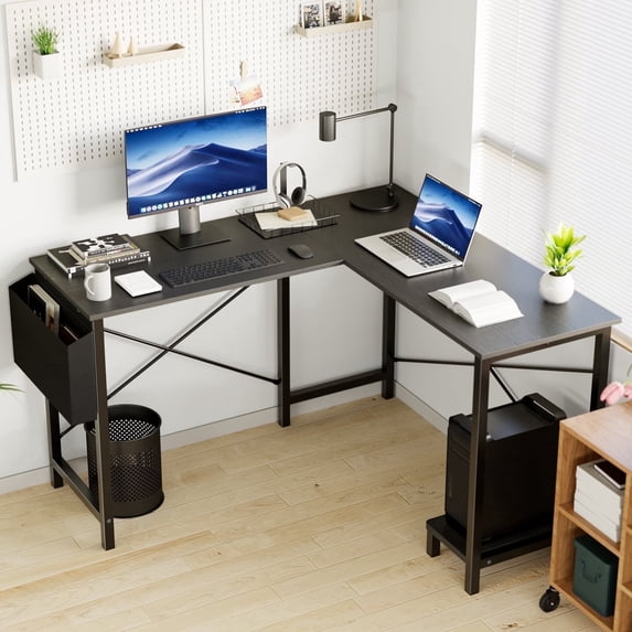 EDX L Shaped Computer Desk Corner Desk, Gaming Table 50 inch PC Writing Study Desk for Home Office Dorm Small Space, Black