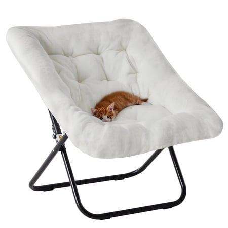EDX Comfy Chair for Adults, Soft Faux Fur Folding Lounge for Bedroom Living Room Dorm Rooms Flexible Reading Chair