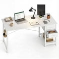 thumbnail image 1 of edx Computer Desk with 2 Drawers 47 Inch PC Table Study Writing Desk with Storage Shelf Headphone Hook, Simple Style Small Desk for Home, White, 1 of 8