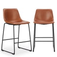 thumbnail image 1 of EDX Counter Height Bar Stools Set of 2 With Back and Footrest, Metal Frame, 26 inch, Brown, 1 of 9